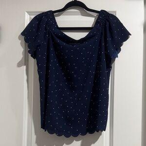 Elle Navy Blue Blouse with White Dots